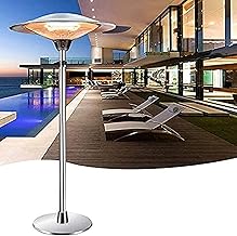 JINWEN Aquecedor de pátio de aço inoxidável para ambientes externos e internos, aquecedor elétrico de chão para ambientes externos, aquecedor infravermelho ao ar livre, altura ajustável IP44 à prova d'água, para pátio e garagem