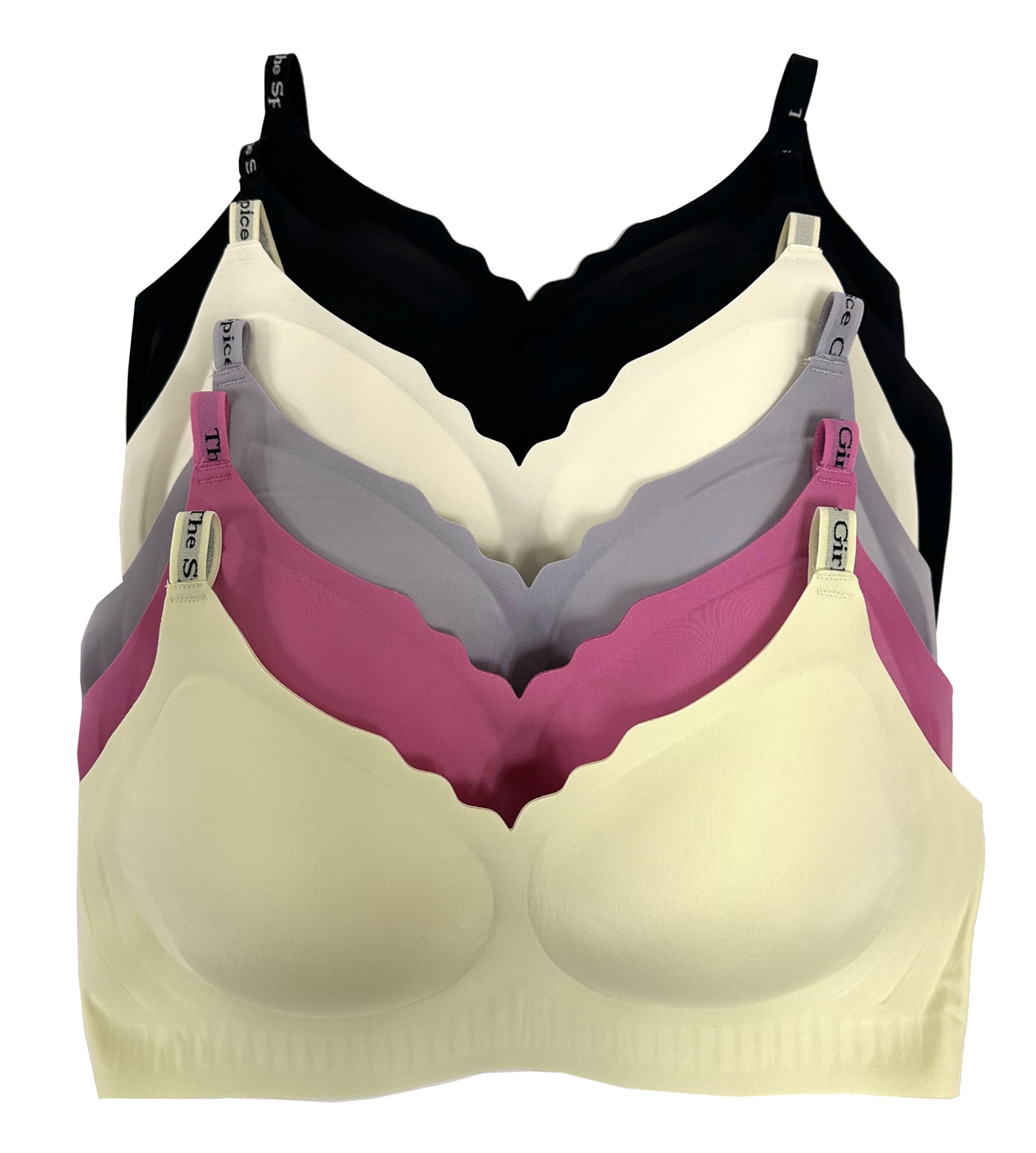 Viola's Secret 6 Pack of Color Print T-Shirt Bras B Cup C Cup and D Cup