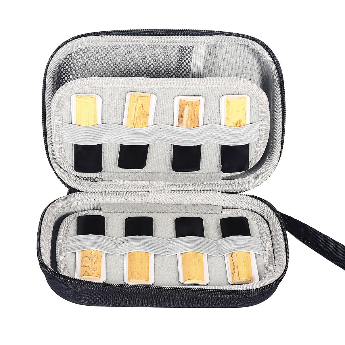 Étui de rangement pour anches de clarinette, étui de transport pour anches de saxophone, boîte de rangement pour anches, capacité de 20 anches – Noir