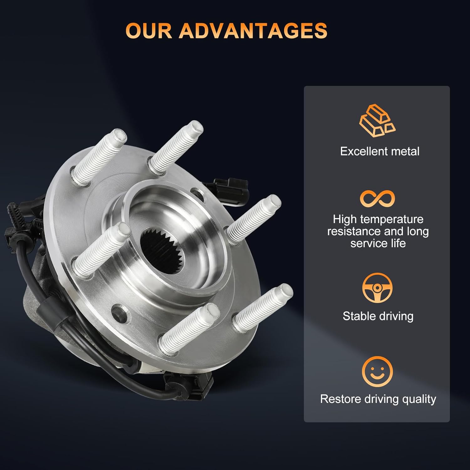 513188 Front wheel hub Assembly Fits for 2004-2005 for GMC for Envoy XUV 2002-2006 for GMC for Envoy XL 2002-2006 for Chevrolet for Trailblazer EXT 6 Lugs/ABS -2pcs
