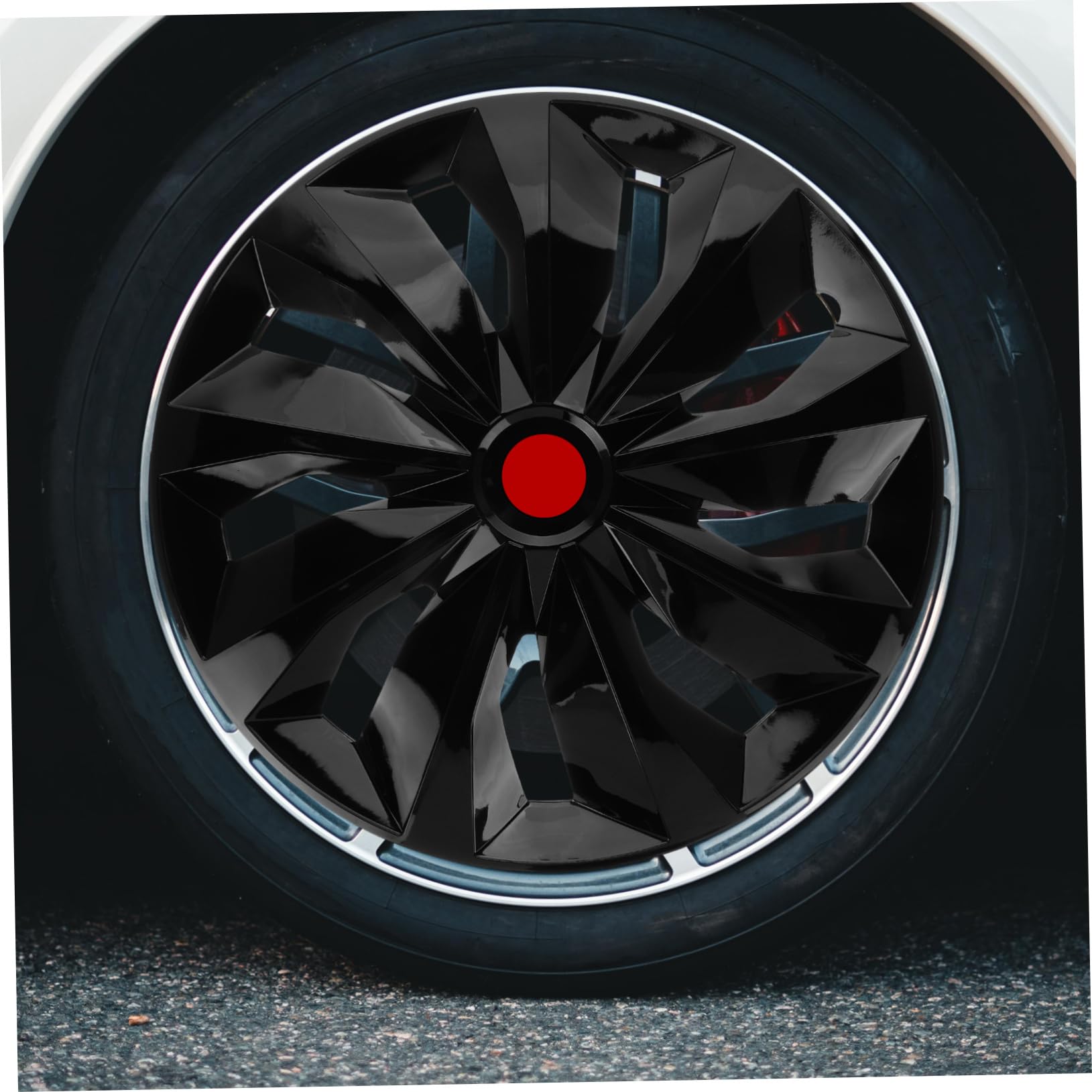 Copricerchi Centrali Ruota 15 Pollici Pp Nero, 1 Pezzo | Fit, Stile Cover Centrale Casuale, Accessorio Esterno per Auto Stile Casuale