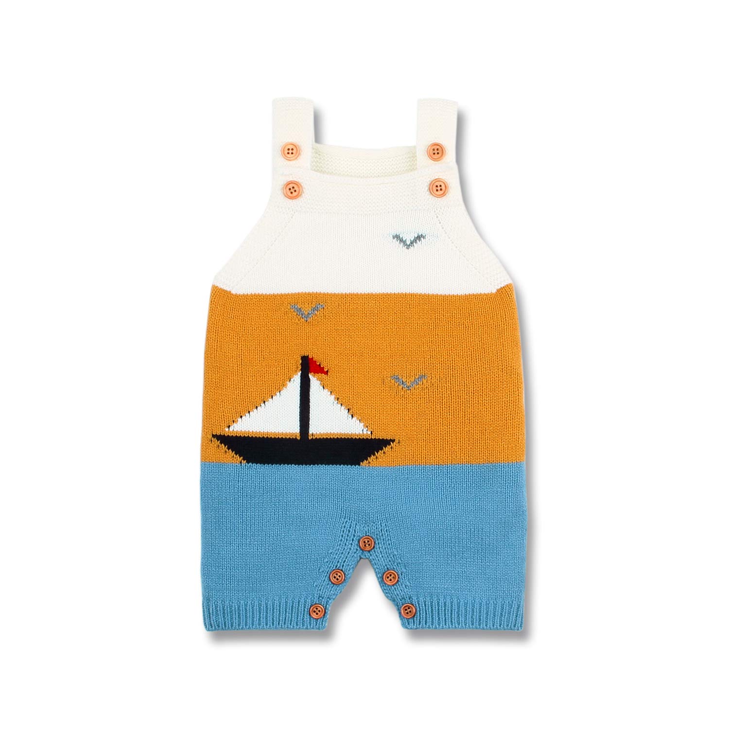 mimixiong Knit Sling Baby Rompers Sleeveless Jumpsuit Contain Clothes Two Colors and Four Sizes(Skyblue-Ship-6-12M)