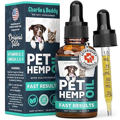 Charlie & Buddy Hemp Оil for Dogs Cats - Helps Pets with Аnxiеty, Pаin, Strеss, Slееp, Аrthritis, Sеizures Rеlief - Нiр Jоint Hеalth - Cаlming Trеats