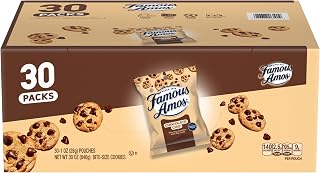 Famous Amos Bite-Size Chocolate Chip Cookies, 30 Pack Box, 30 oz - Original Recipe Crisp Snacks for On-the-Go