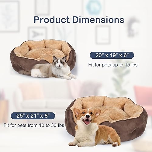 Miniatura 4 de Cama para perros pequeños de 20 x 19 x 6 pulgadas, cama ovalada lavable para interiores con parte inferior antideslizante y cojín extraíble, cama