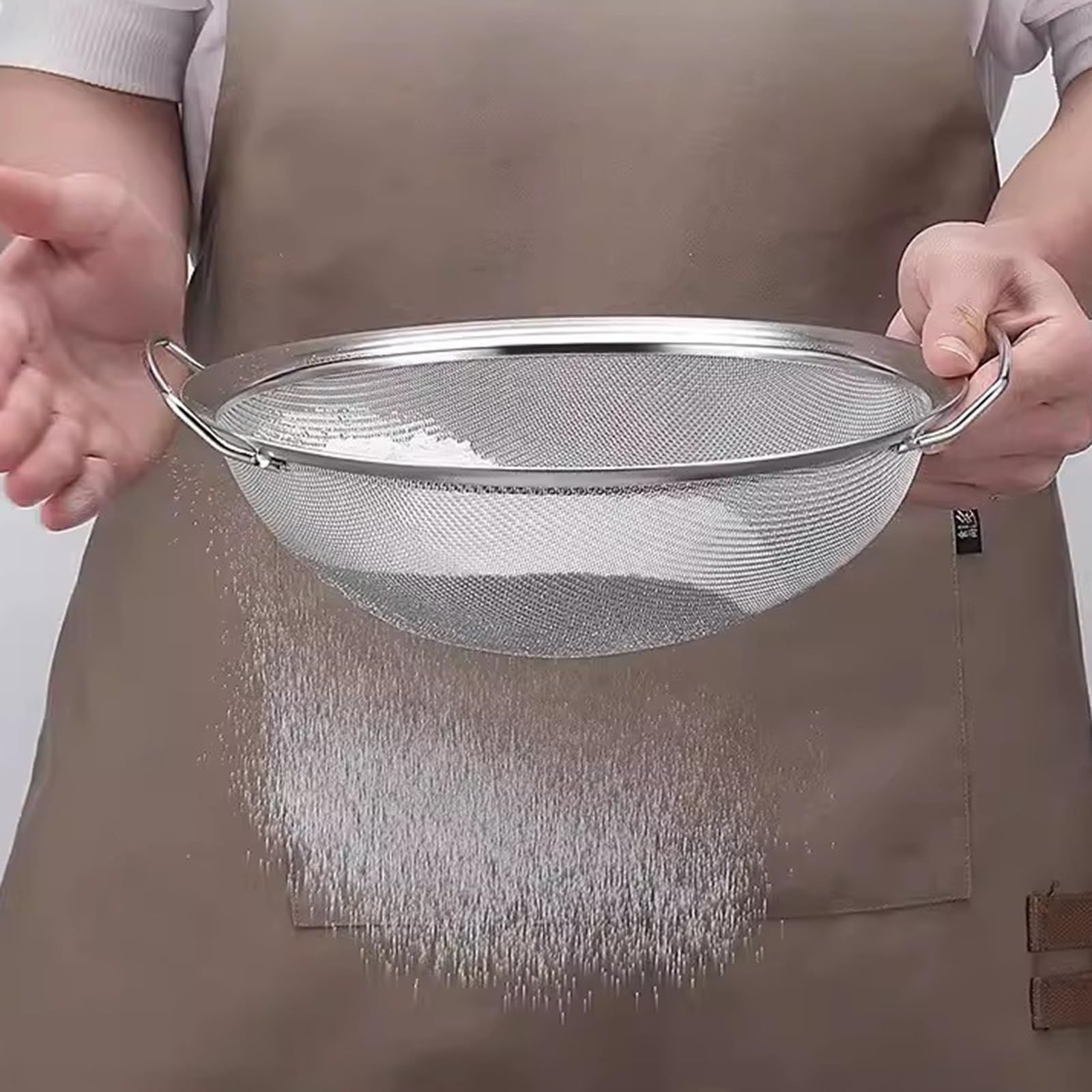 Sitko do mąki ze stali nierdzewnej, sitko do herbaty ze stali nierdzewnej, sitko kuchenne nadaje się do przesiewania, filtrowania i opróżniania. (31,4 cm)
