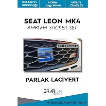 Graficar Design Seat Leon ile Uyumlu Mk4 Amblem Kaplama Sticker Set 2020 Sonras  Parlak Lacivert