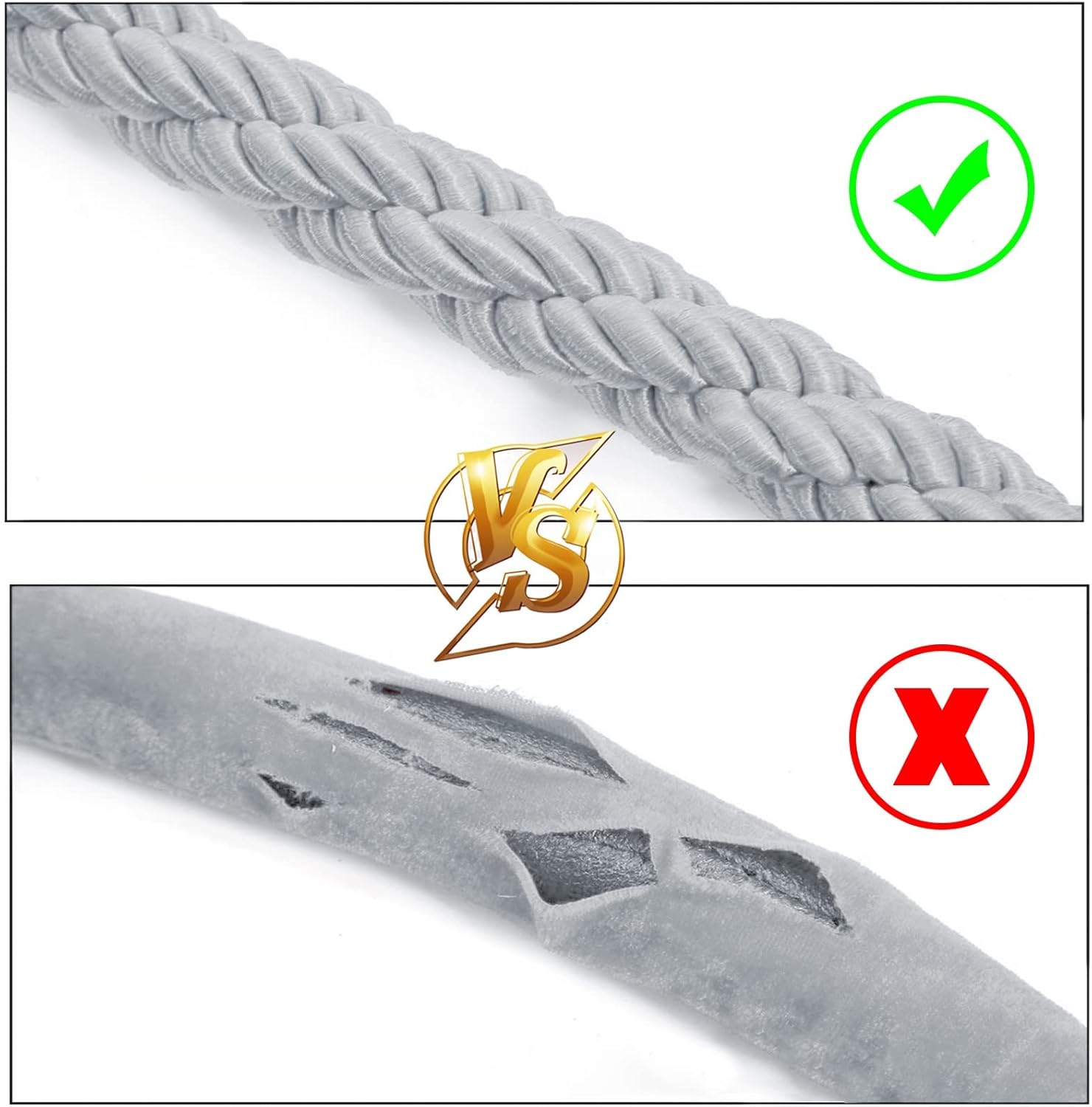 Stanchion Rope, Movie Theater Crowd Control Barrier Rope Silver Queue Barrier Twist Rope with Hooks, 2 Pcs Post Queue Line Barrier for Movie Theaters/Grand Openings/Hotels (1m/3.2ft)