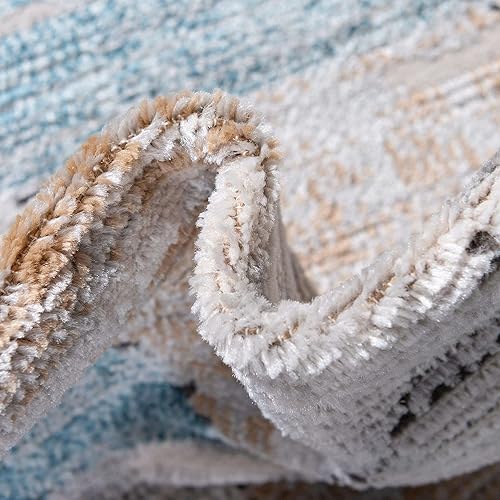 Miniatura 7 de Rugs.com Leipzig Collection - Alfombra de pelo bajo de 9 x 12 pies, color azul, perfecta para salas de estar, comedores grandes, planos abiertos