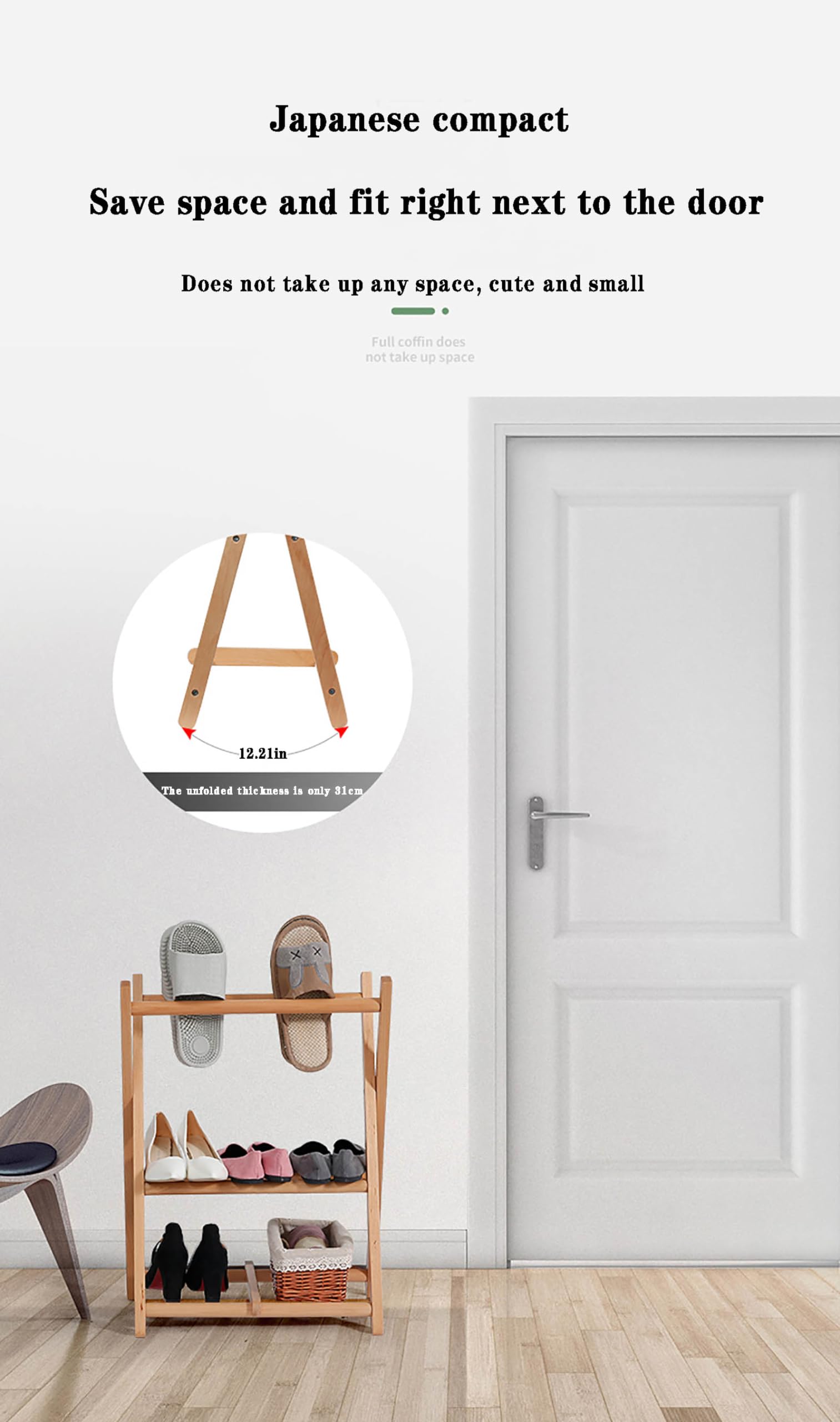 Semplice Porta Pantofole in bambù, Auto-Pieghevole, Multifunzionale, Scaffale per Scarpe Indipendente, Multi-Livello per Soggiorno, Corridoio, Camera da Letto, Noce, 19,7