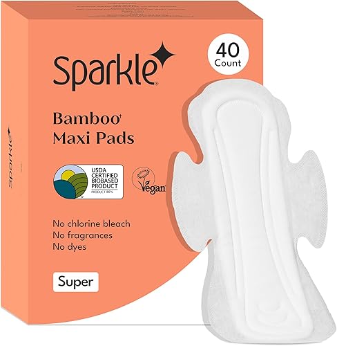 Miniatura 1 de Sparkle Toallas de bambú para mujer, almohadillas sanitarias a base de plantas para mujeres, almohadillas sanitarias supersuaves y a prueba de fugas