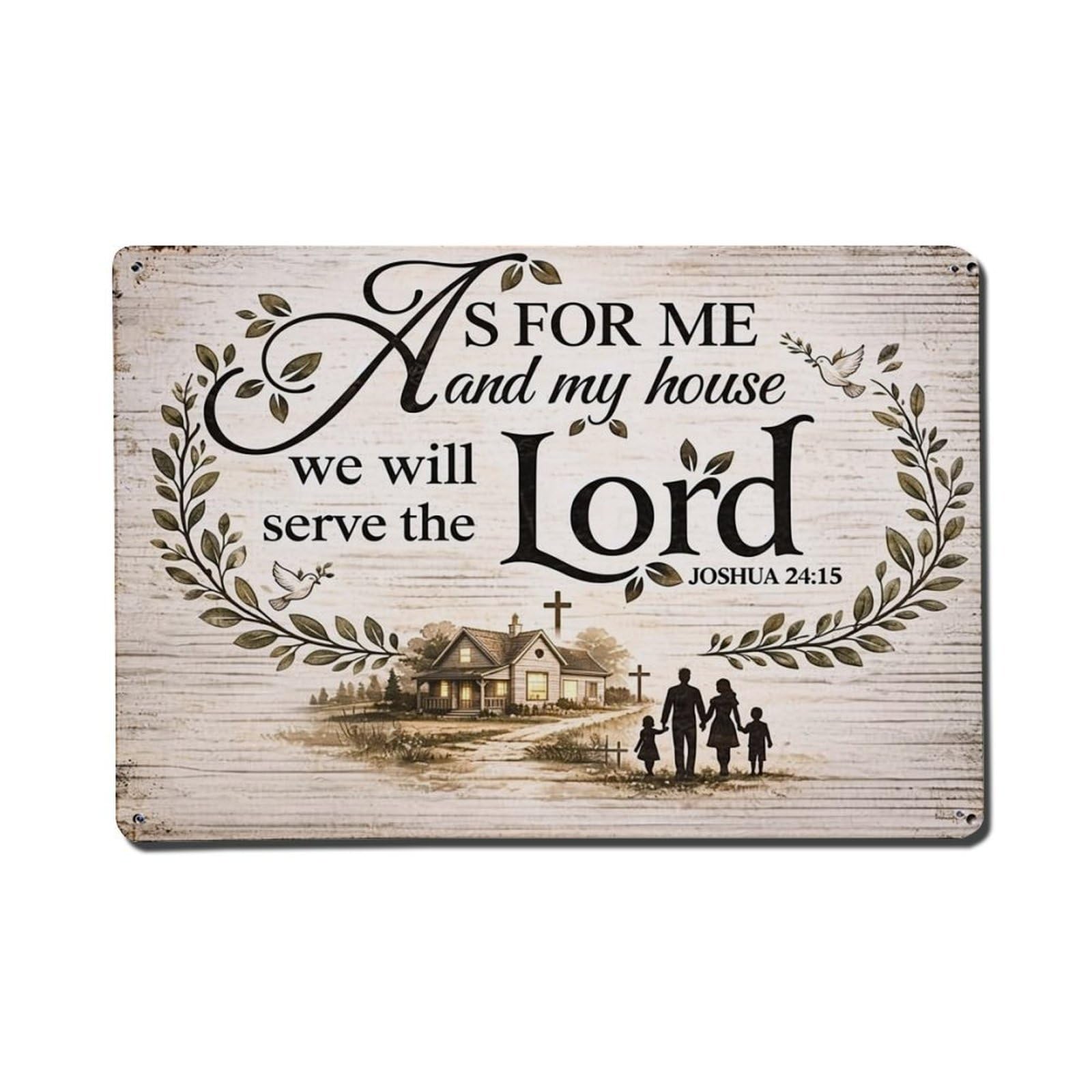 As For Me And My House We Will Serve The Lord Metal Tin Sign Plaque