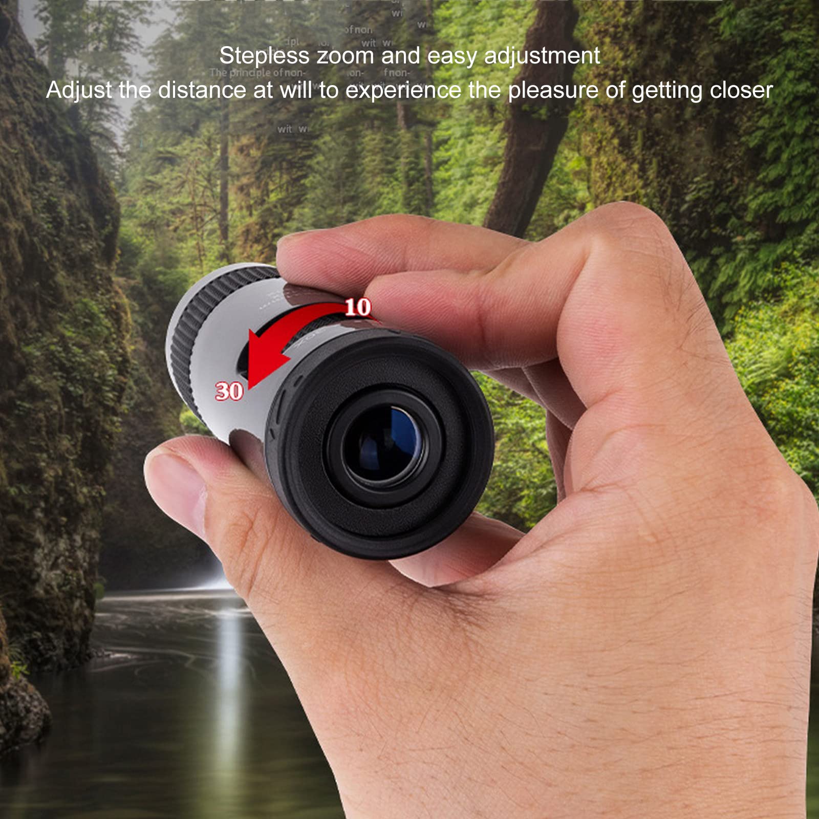 Monoculare Zoom 10-30X21 per Adulti con Prisma Bak4 Telescopio Impermeabile Compatto ad Alta Potenza per Escursionismo, Caccia, Campeggio, Birdwatching, Migliori Regali