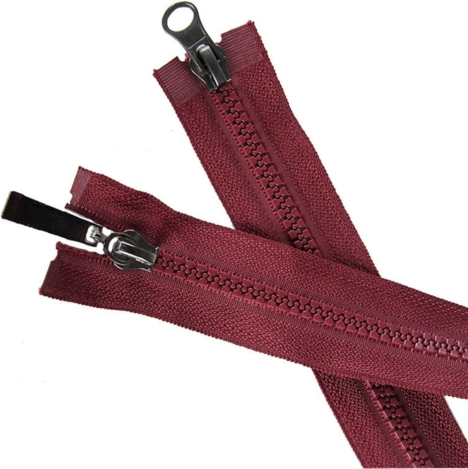 Plastic Zipper, Zipper Double Slider Open End Zippers for Sewing, 1 Pcs 5# 80cm Zipper for Sewing Jacket (Color : Burgundy)