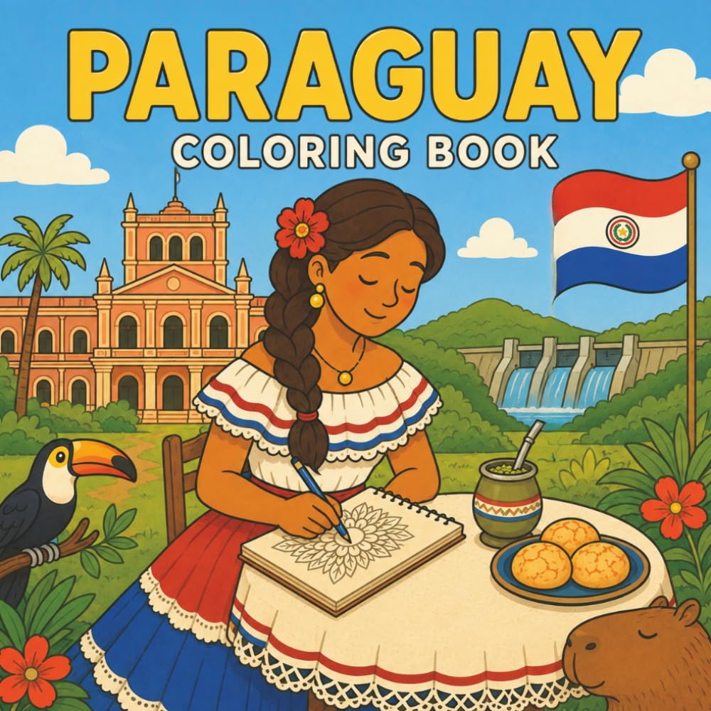 Paraguay Coloring Book for Adults: Easy Relaxing Cultural Scenes Featuring Landmarks, Traditions and Paraguayan Life (Coloreando Cultura Coloring Books)