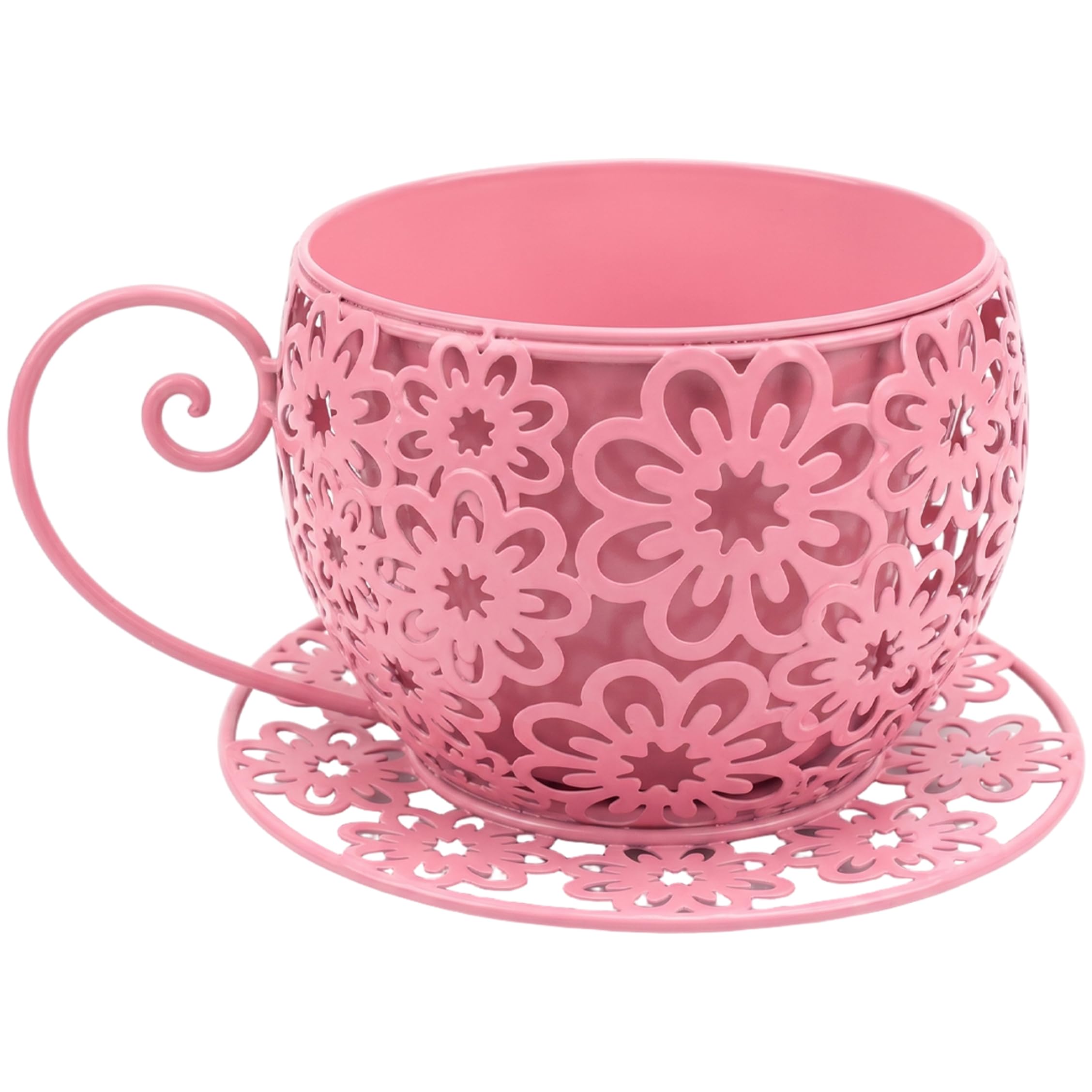 Wilafury Pink Teacup Planter Pot, Flowerpot Art Indoor Outdoor Plant Pots, Exquisite Coffee Cup Succulent Planter For Farmhouse Restaurant Hotel Decor, Rose