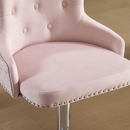 Miniatura 3 de Juego de 2 taburetes de bar de cocina con respaldo alto, taburetes de bar de terciopelo con anillo de tracción de león, modernos taburetes