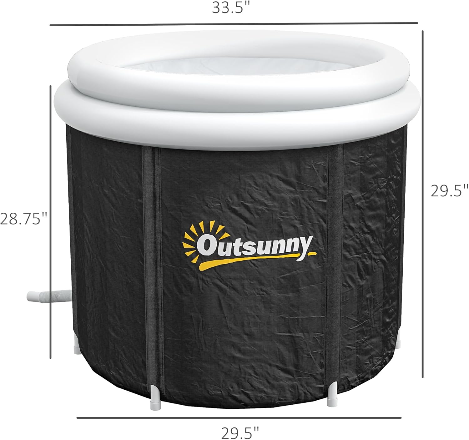 Outsunny Ice Bath Tub, 100 Gallon Outdoor Portable Cold Plunge Tub with Thermo Lid, Cover and Carry Bag for Athletes Recovery and Cold Water Therapy, Black