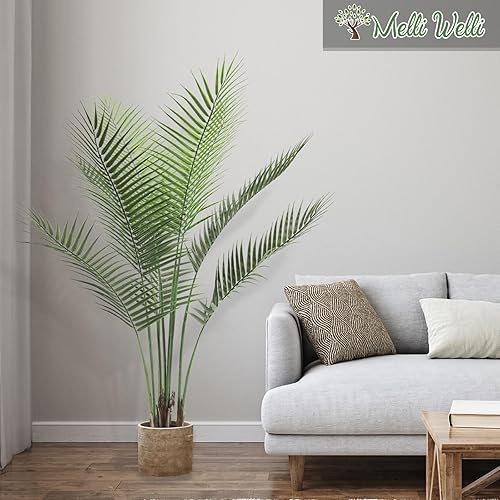 Miniatura 2 de Palmera artificial de 4 pies con 9 troncos de imitación perfecta Dypsis Lutescens en maceta para interiores y exteriores, casa, oficina, jardín,
