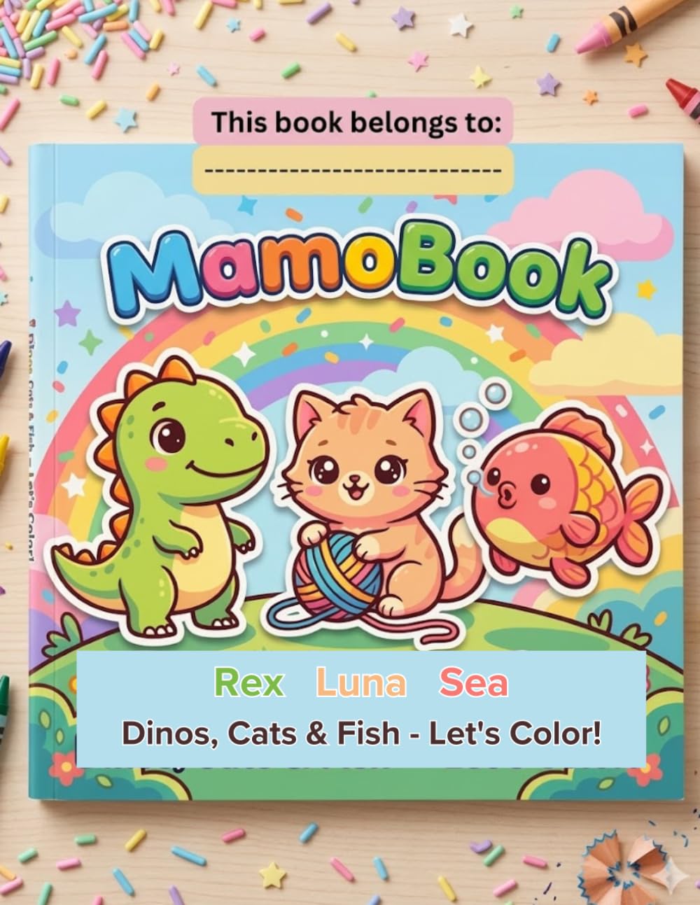 MamoBook: Color & Learn Adventure: Adorable Dinosaurs, Kittens & Ocean Fish with Fun Facts for Toddlers