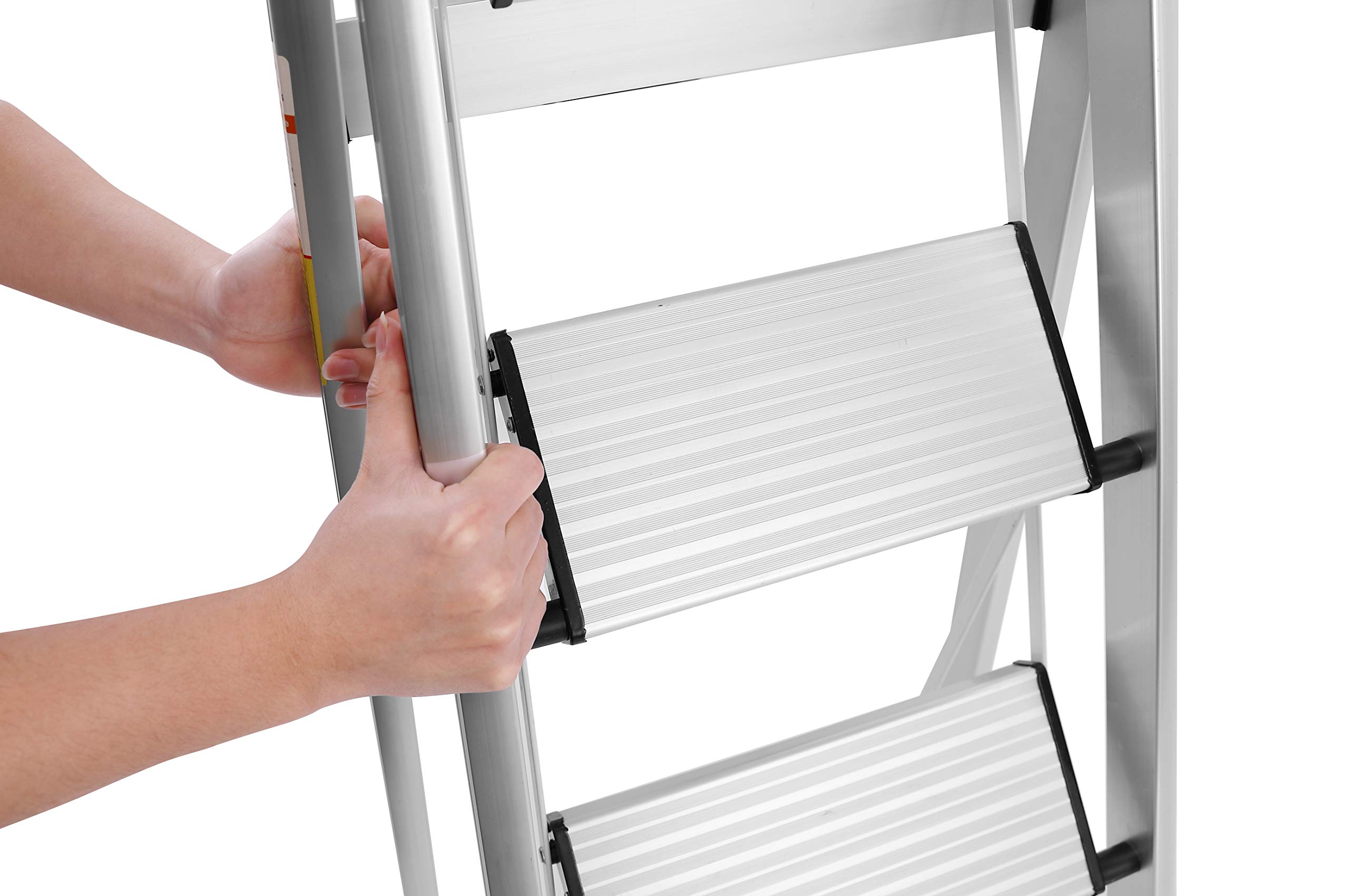 Folding Step Ladder Lightweight Aluminum Home Ladder Multi Purpose Portable 4 Step Ladders with