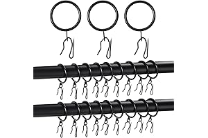 1.26 Inch Black Curtain Rings with Eyelet - Sturdy Metal Curtain Hooks...