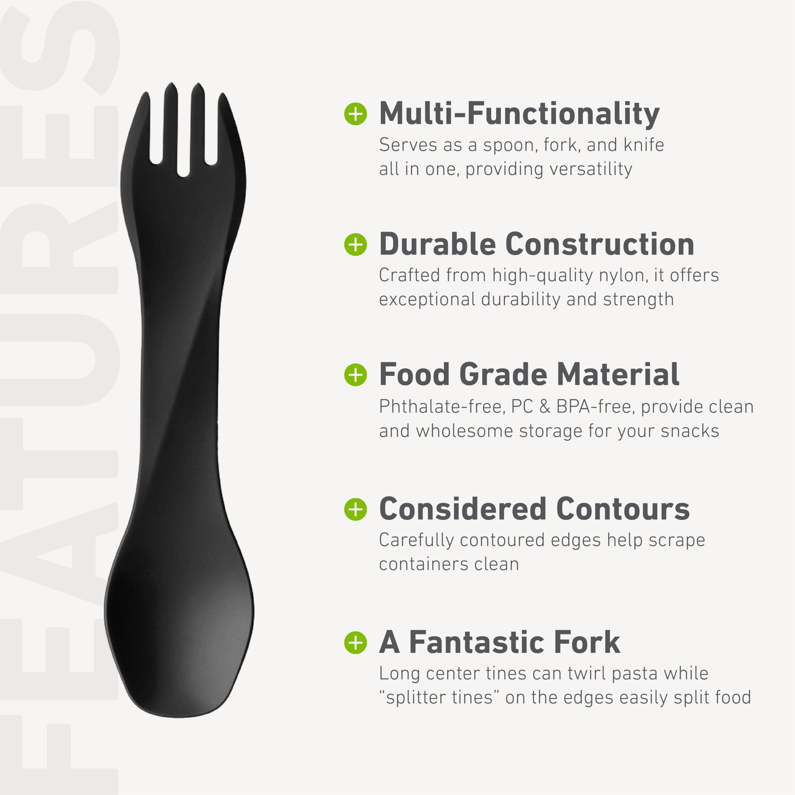 GoBites Uno: Lightweight Spork in Light Green