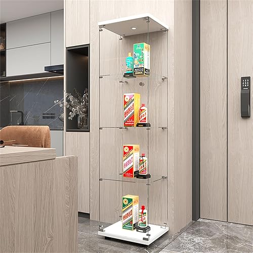 Miniatura 7 de vitrina de cristal con estantes de puertas de cristal gabinetes de pared Curio estante de exhibición estantería de esquina gabinete de