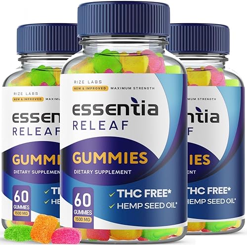 Miniatura 1 de Paquete de 3 gomitas Essentia Releaf, suplemento dietético Essentia Releaf, fórmula extra fuerte Essentia Releaf, Essentia Releaf para un bienestar