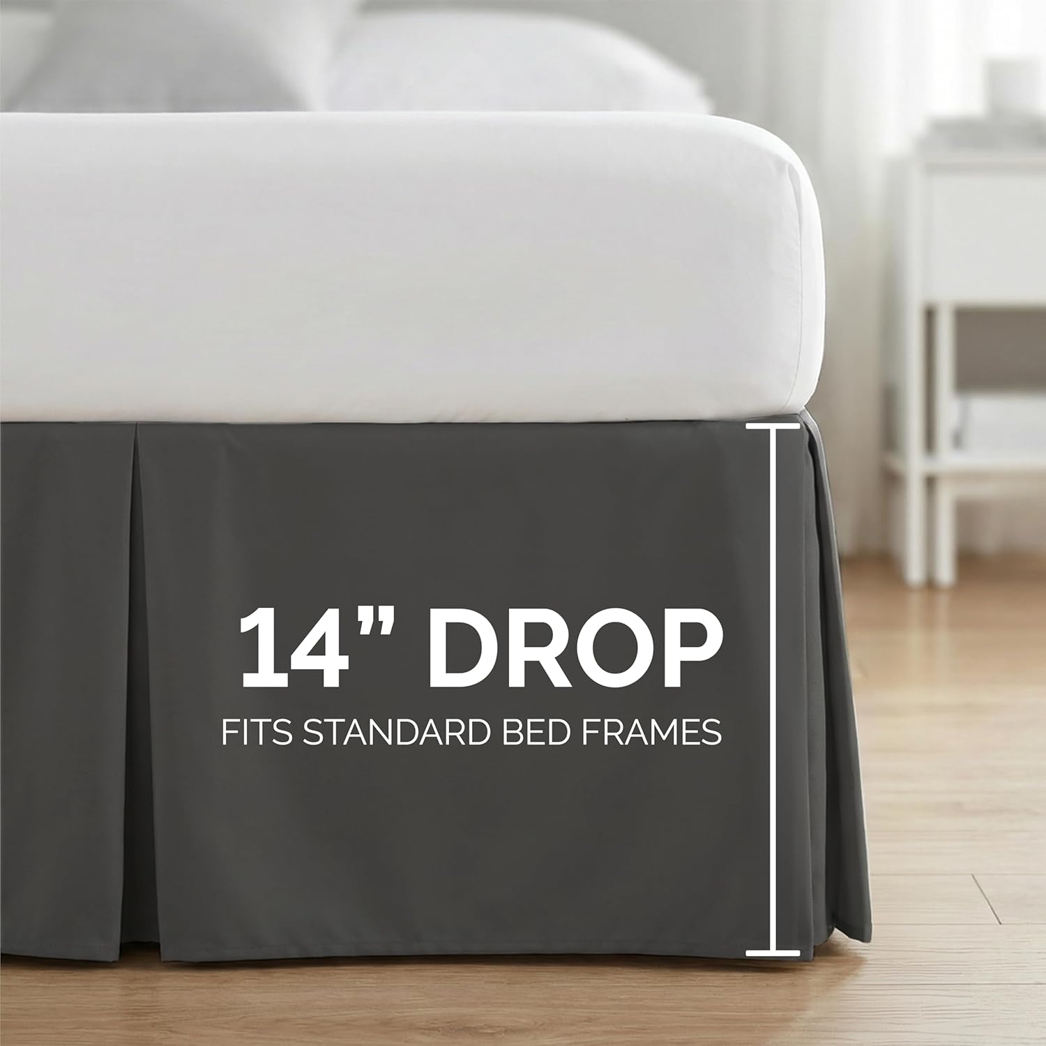 Southshore Fine Living, Inc. Hotel Quality California King Bed Skirt - 14" Drop, Elegant Pleated Design, Premium Dust Ruffle/Cal King Bed Skirt, Easy Care, Luxury Bed Skirt Cal King Size, Slate