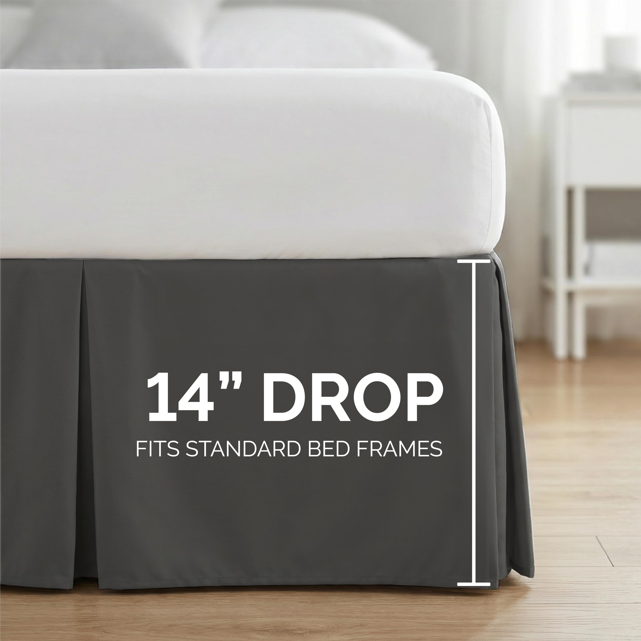 Southshore Fine Living, Inc. Coprirete di qualità alberghiera, per letto molto grande, altezza 35,6 cm, design elegante plissettato, gonna da letto di lusso con balze di alta qualità, manutenzione