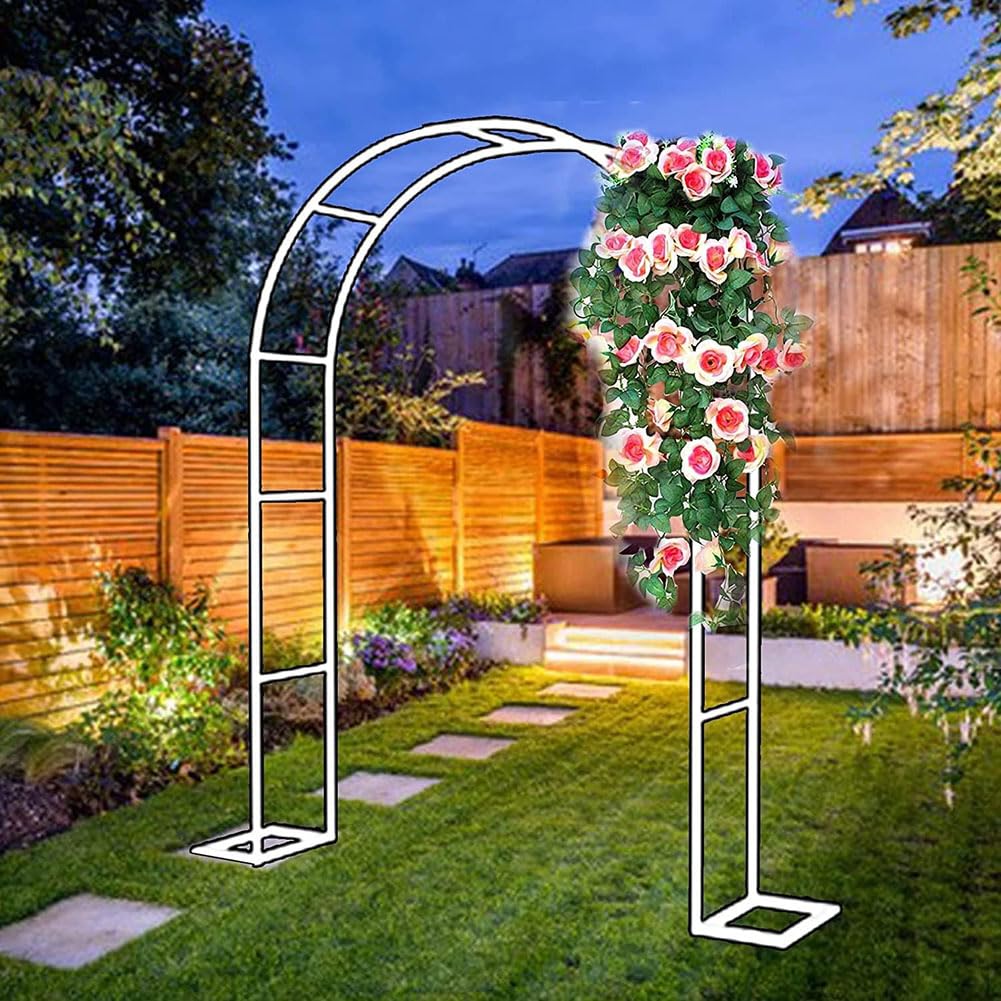 Enrejado de metal resistente a la intemperie para plantas de jardín de boda, 240 cm, 180 cm, 140 cm, 120 cm de ancho, color blanco, para exteriores, 1,2 m de ancho x 2,2 m de alto