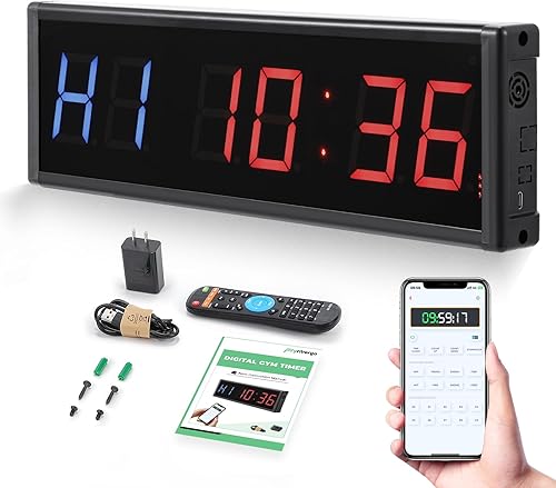 Reloj temporizador de gimnasio Bluetooth de 15 pulgadas para gimnasio en casa, pantalla digital, cronómetro, cronómetro, temporizador de