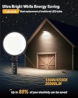 Vista 2 de Luces LED de Granero Paquete de 4, 150W 20000LM, Luces de Área de Patio del Atardecer al Amanecer, Iluminación Exterior con Fotocélula Mejorada