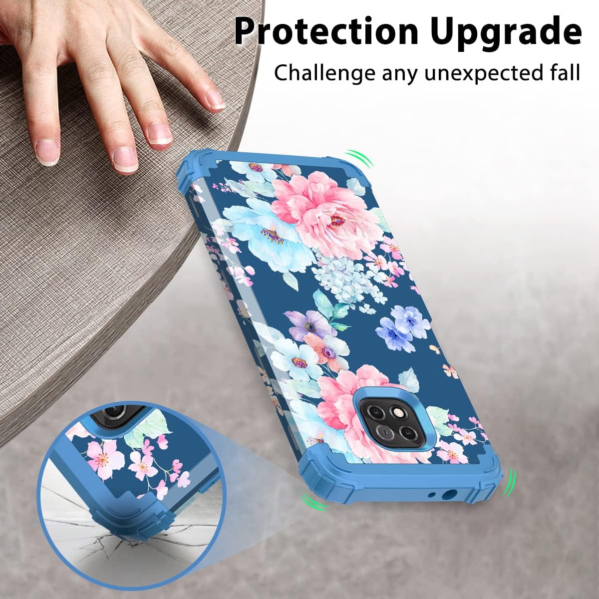 Rancase Compatible with Moto G Power 2021 Case,Three Layer Heavy Duty Shockproof Protection Hard Plastic Bumper +Soft Silicone Rubber Protective Case for Motorola G Power 2021,Flower