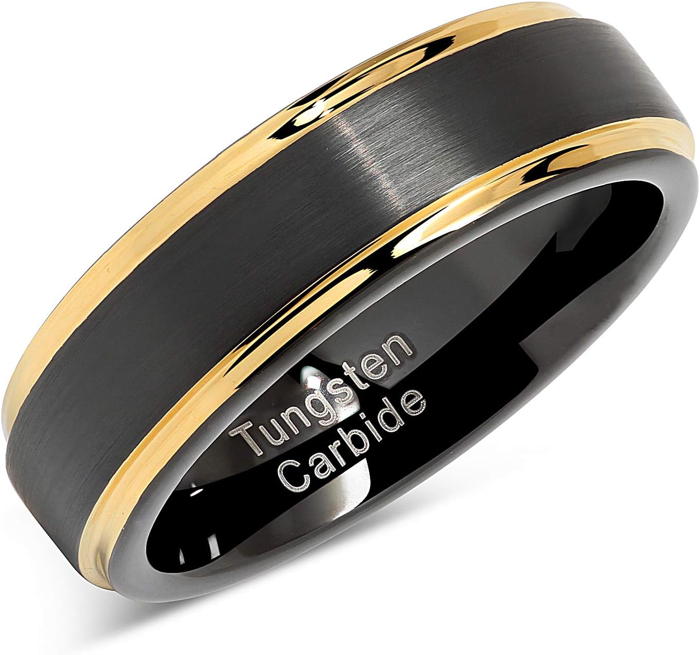 100S JEWELRY 6mm Engraved Personalized Tungsten Rings For Men Women Two Tone Black Gold Wedding Band Size 6-13 (Custom Text Engraving, 6) - Image 2