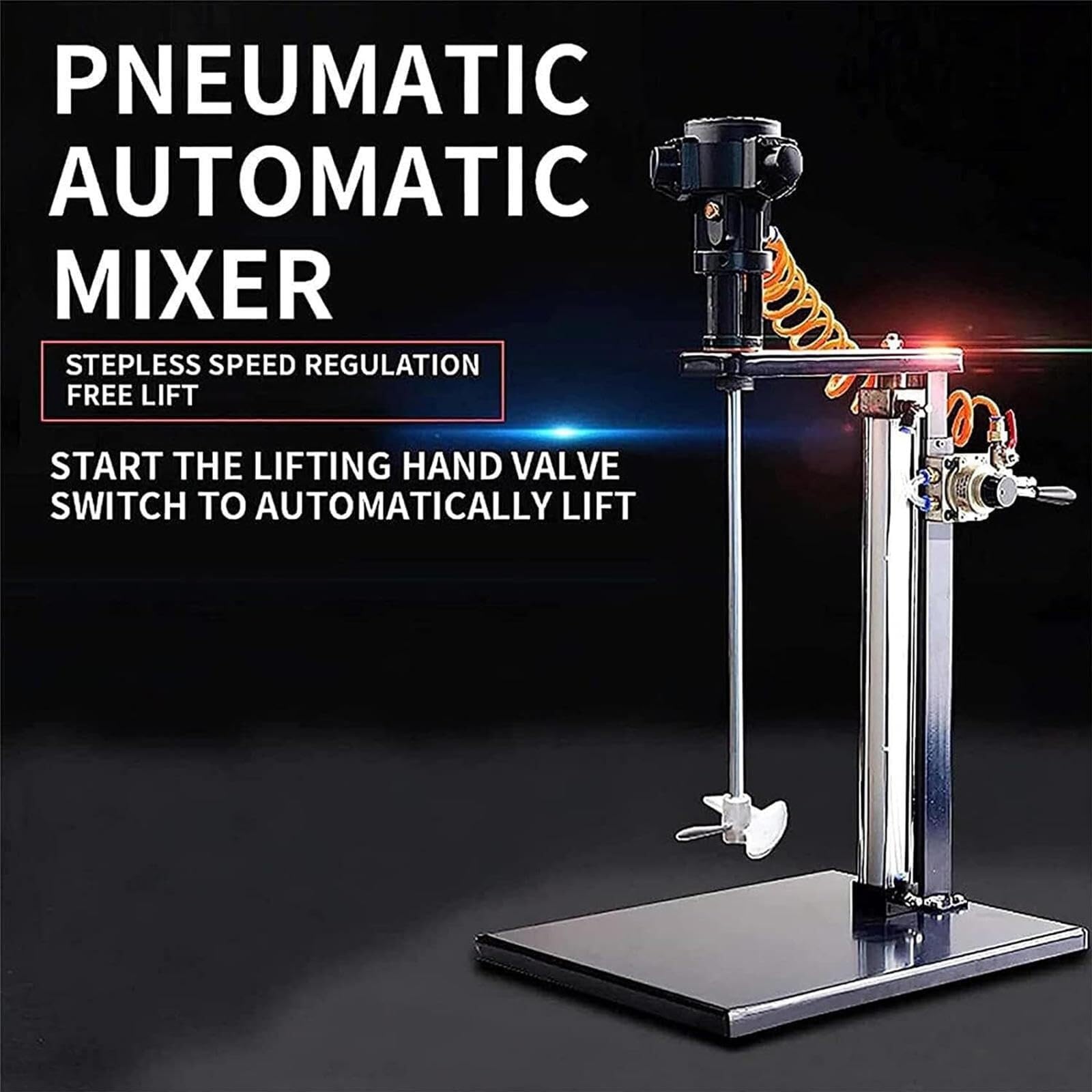 Miscelatore Automatico Pneumatico per Vernici, Miscelatore Automatico da 5 Galloni, Supporto per Betoniera in Acciaio Inox da 1/8 HP, 1500-3000 Giri/Min,