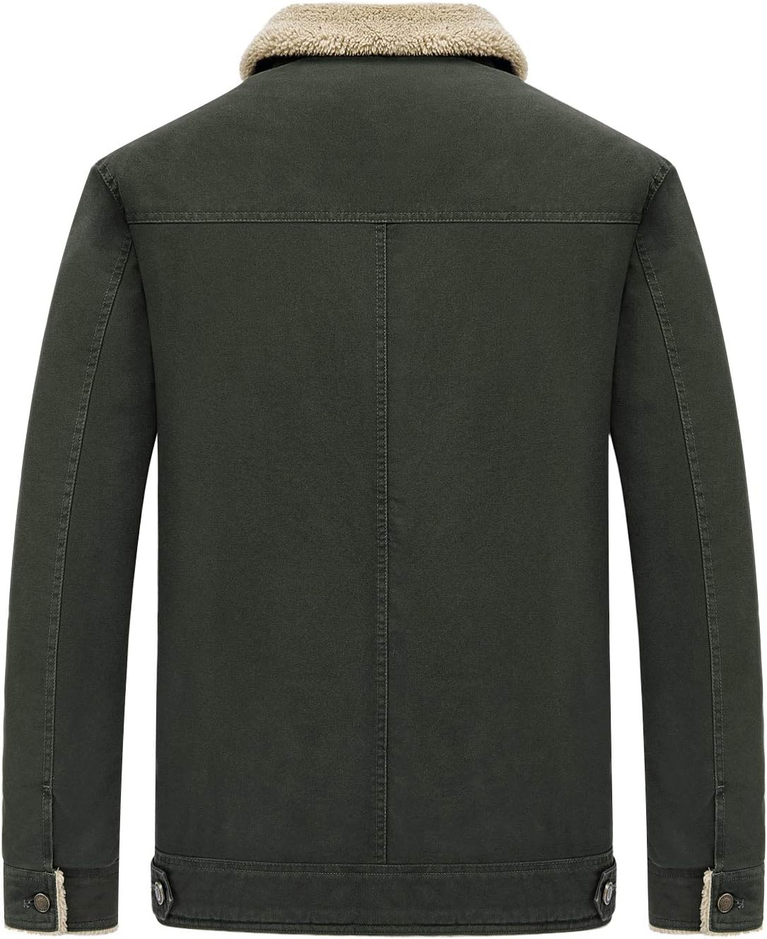 HOW'ON Men's Plus Cotton Warm Fur Collar Casual Button Military Cargo Jacket Outwear Parka Winter Quilted Coat - Image 2