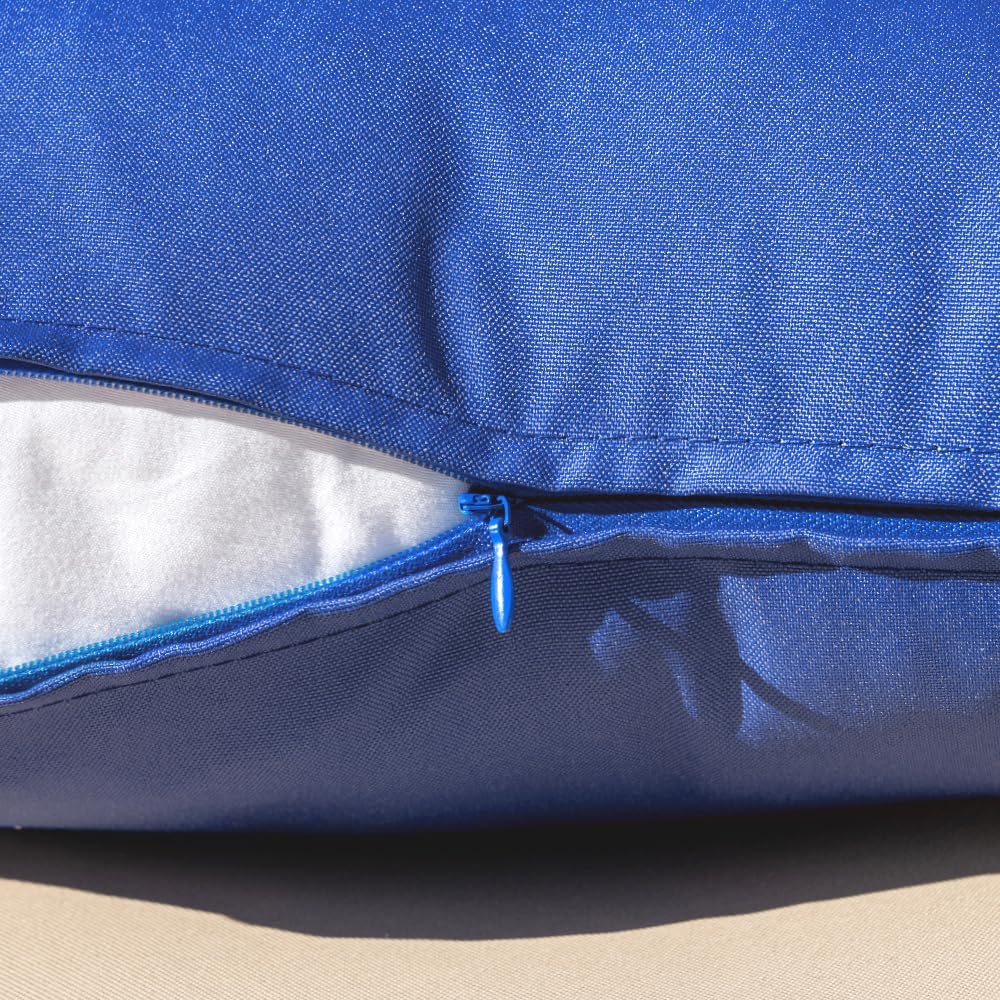 MIULEE Pack of 2 Decorative Outdoor Waterproof Pillow Covers Square Garden Cushion Sham Throw Pillowcase Shell for Spring Patio Tent Couch 18x18 Inch Royal Blue