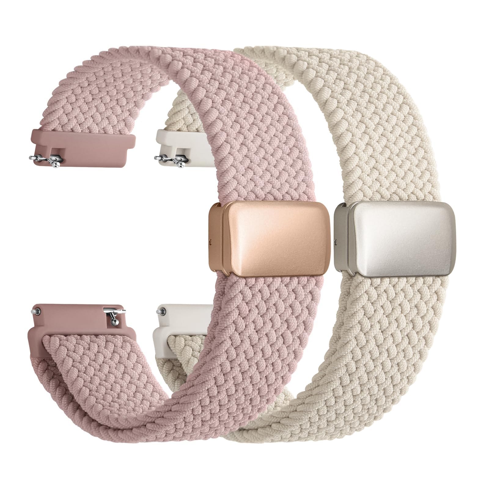 Fullmosa Nylonowy pasek do zegarka, 20 mm, 22 mm, kompatybilny z Samsung Galaxy Watch / Garmin - zestaw 2 plecionych bransoletek wymiennych dla kobiet i mężczyzn | 2-pak nylonowych pasków dla mężczyzn i kobiet