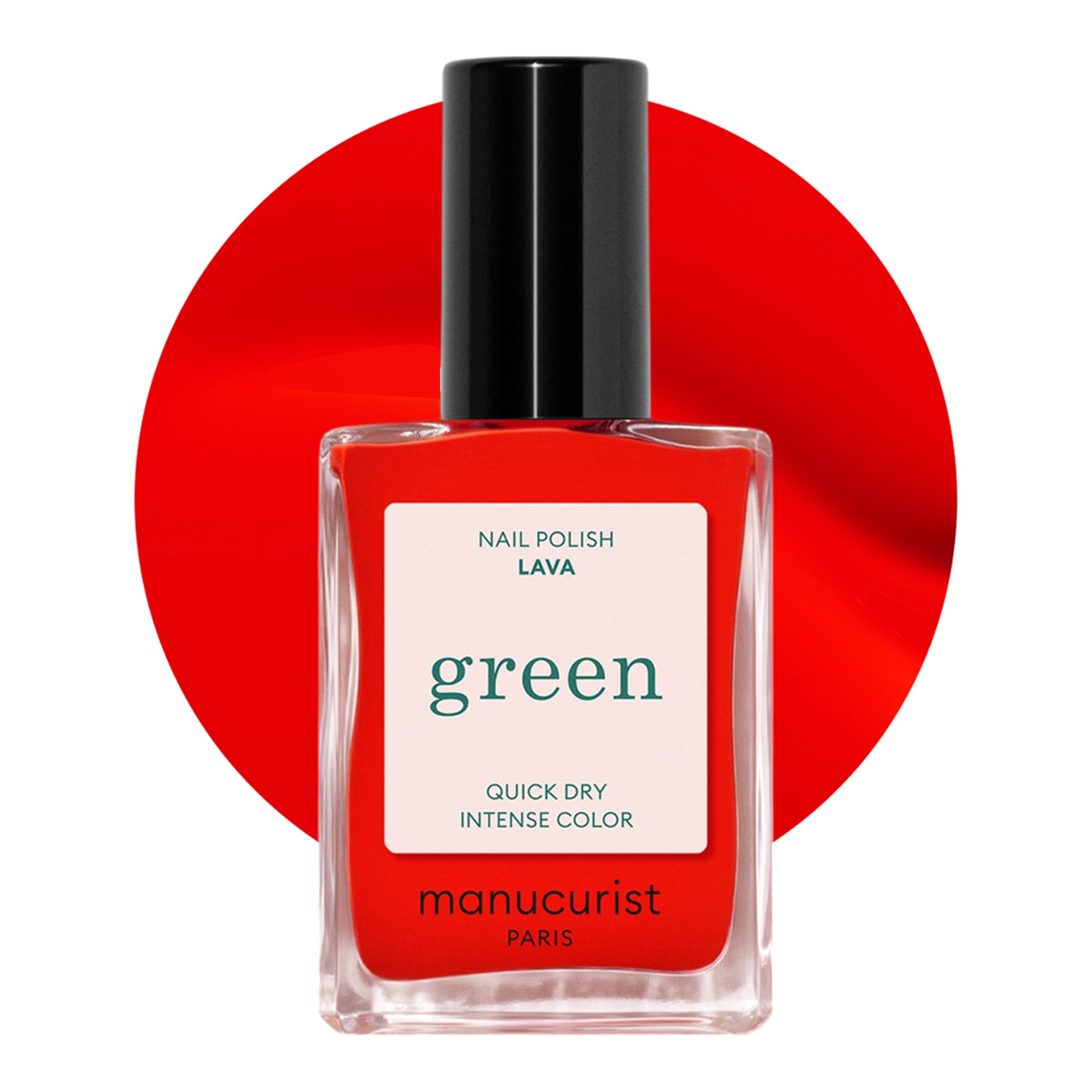 Manucurist Green Quick Dry Nail Polish Lava - Bright Orangey Red Nail Polish - 9-Free, Plant-Based and Vegan - Non Toxic - Natural Classic - Nails