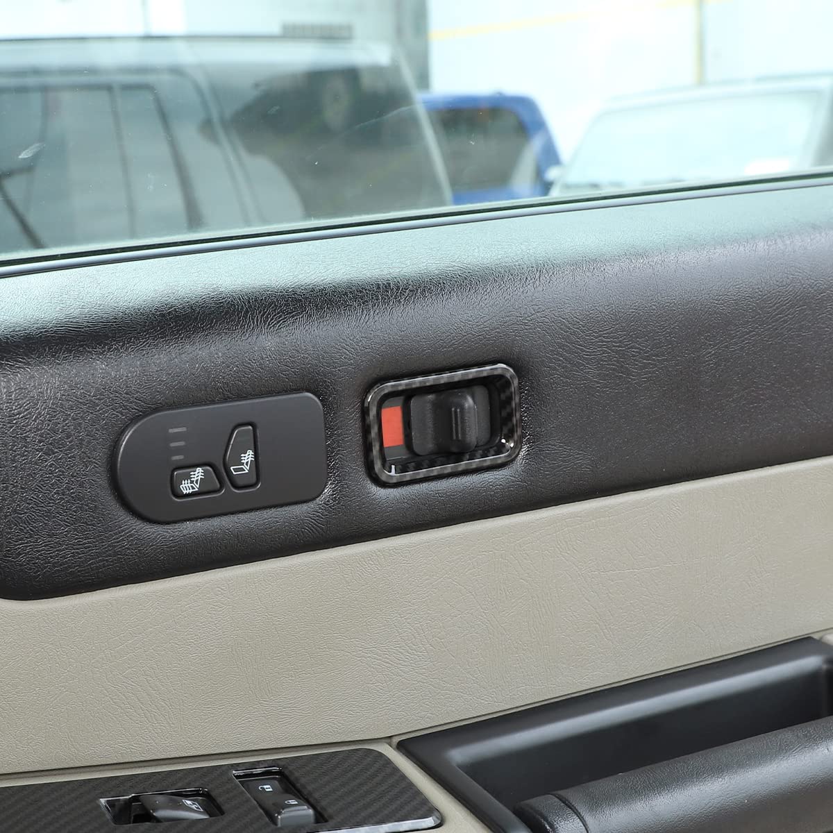 PIUGILH Car Door Lock Switch Lid Button Decoration Trim Frame Auto Interior Door Lock Protection Decoration Accessories Fit for Hummer H2 2003-2007 (Black)