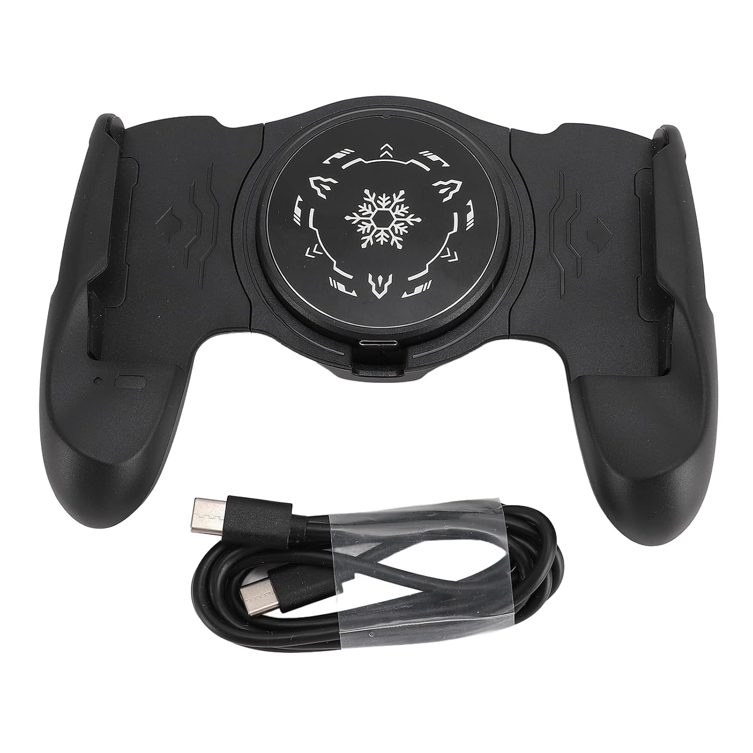 Vvikizy Phone Game Grip, Adjustable Mobile Controller Handle Holder with Fan Cooling and Colorful Light Effect, for Android iOS