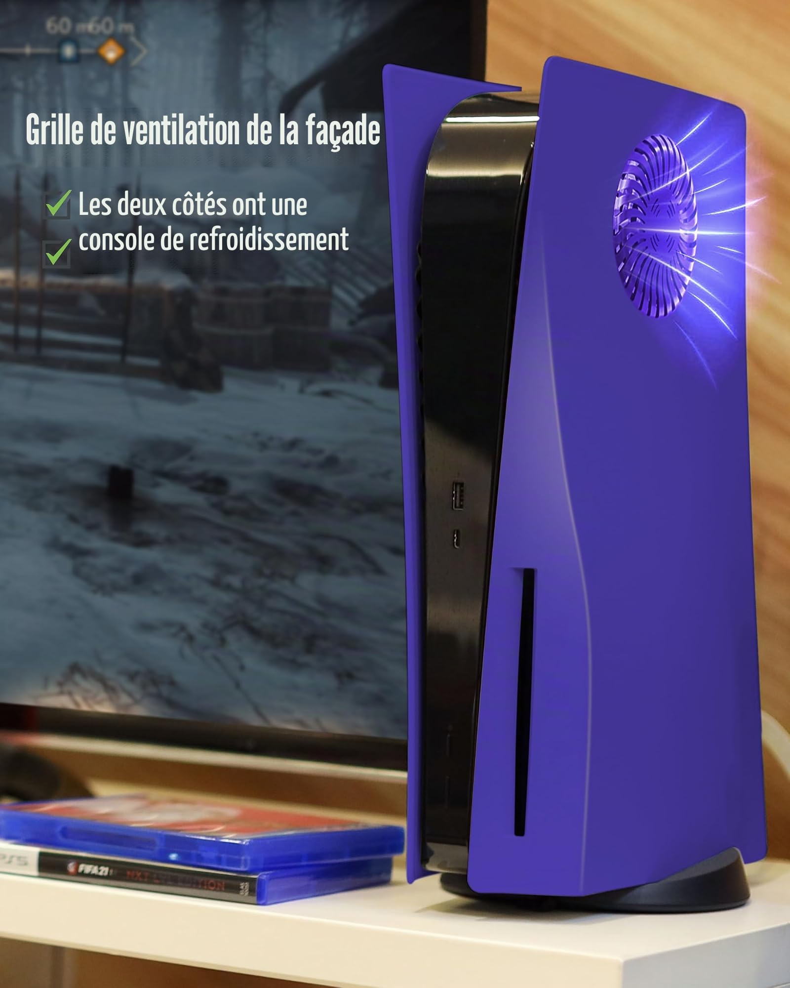 Joso Faceplate pour PS5 Disc Edition, Anti-Scratch boîtier de Remplacement étanche à la poussière, Cover Skin fit pour Console PS5 (CD-ROM) avec évent de Refroidissement