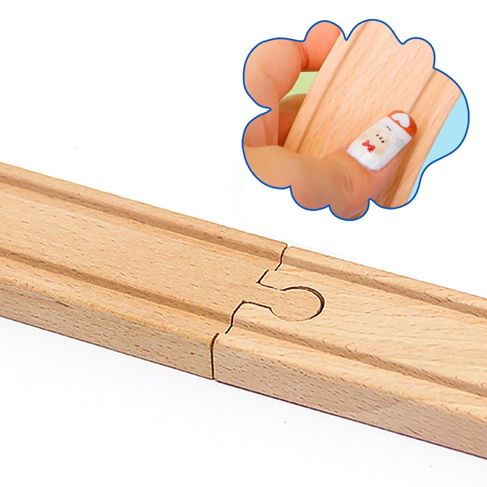 Set di 20 binari per ferrovie, rotaie dritte e curve formano una ferrovia rotonda in legno, per bambini dai 3 anni in su (20 pezzi)