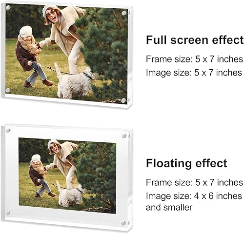 Miniatura 5 de Fixwal Marcos acrílicos de 5 x 7 pulgadas, juego de 3 unidades, marcos magnéticos, de cristal, números de mesa de boda, sin marco, para exhibición