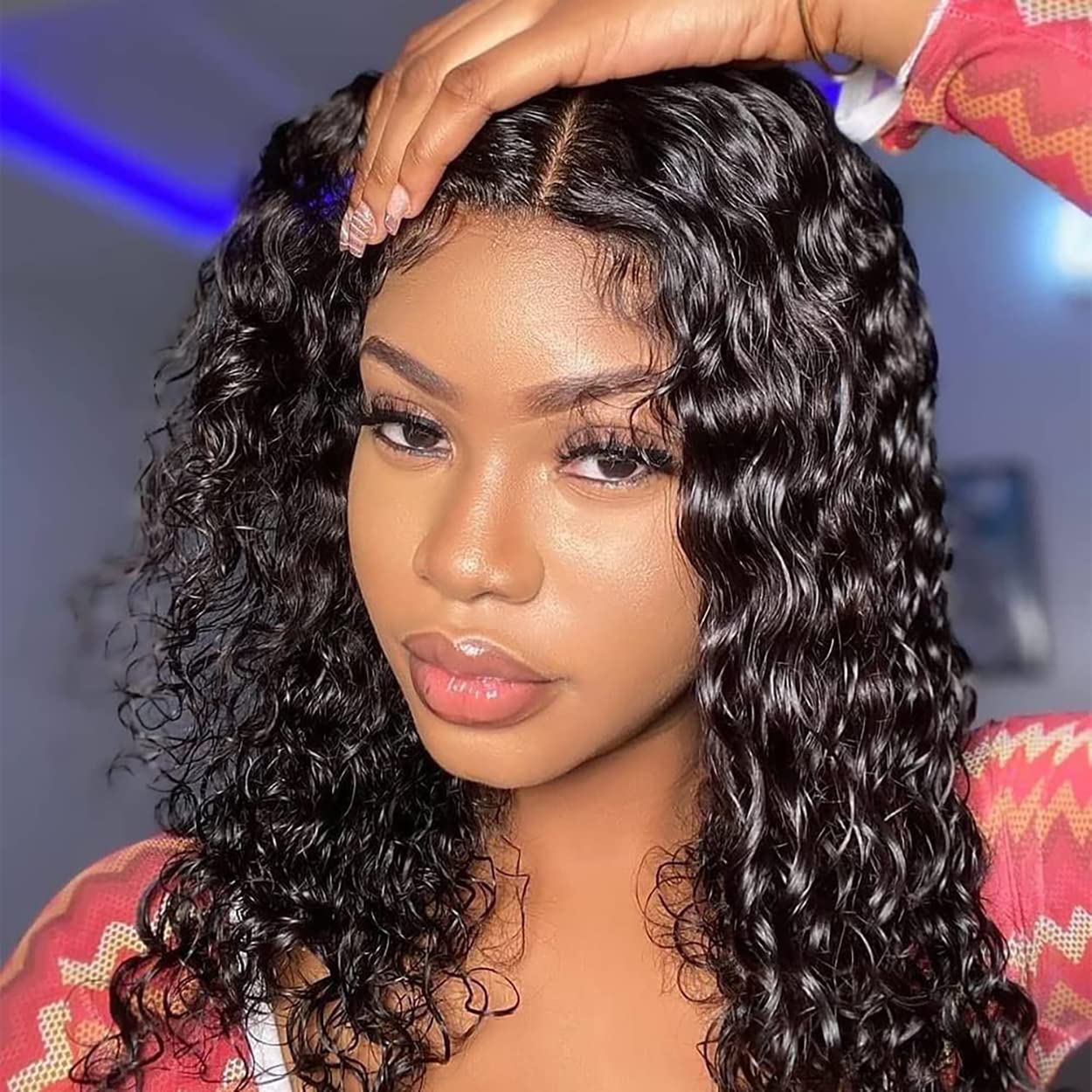 Amazon.com : Kelissa 360 Lace Frontal Wigs Human Hair Water Wave Wig Pre  Plucked with Baby Hair Brazilian Virgin Human Hair Wigs for Black Women 360  Curly Lace Wig (14 Inch, 360