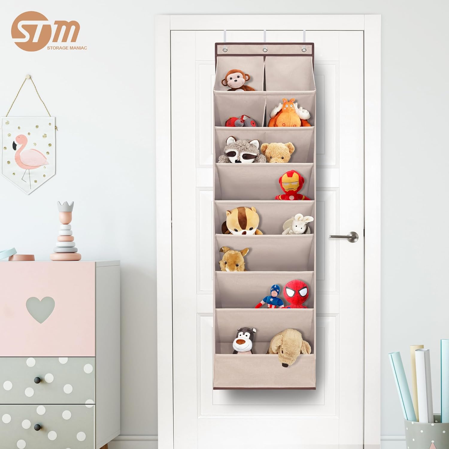 STORAGE MANIAC Over the Door Shoe Organizer Heavy-Duty Large Deep Pocket Hanging Shoe Organizer Shoe Rack Door Closet Shoe Organizer for Wall, Dorm & Narrow Door Storage Shoe Holder Oat Beige, 2 Pack