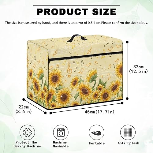 Miniatura 231 de Mumeson Cubierta antipolvo para máquina de coser de gatos negros con flores, para la mayoría de máquinas de coser estándar, plegable, duradera