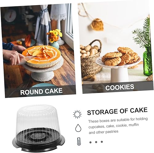 Miniatura 7 de Didiseaon 10 piezas caja de pastel contenedor de galletas redondo soporte para pasteles recipiente transparente cubiertas de pastel plástico